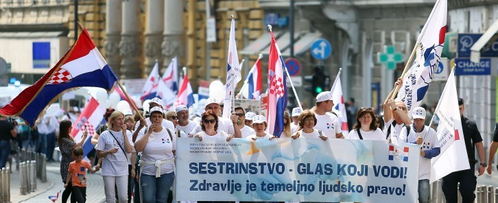Prosvjedna povorka okupila tisuću medicinskih sestara i medicinskih tehničara iz cijele Hrvatske, 12. svibnja 2018.
